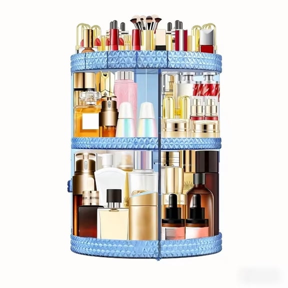360° Rotating Makeup Organizer, Large Capacity Storage, 7 Adjustable Layers, Makeup & Perfume Holder for Bathroom, Bedroom & Dressing Table