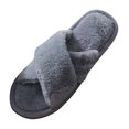 thumbnail image 3 of Women‘s Fuzzy Slippers Cross Band Memory Foam House Slippers Open Toe, 3 of 4