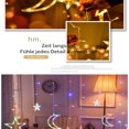thumbnail image 2 of Festive Curtain Lights, Christmas Decorations String Lights Battery Operated for Indoor Decor, High Brightness Hollow Star Moon Pendants Create Romantic Atmosphere, Multicolor Linkable Fairy Lights, 2 of 7