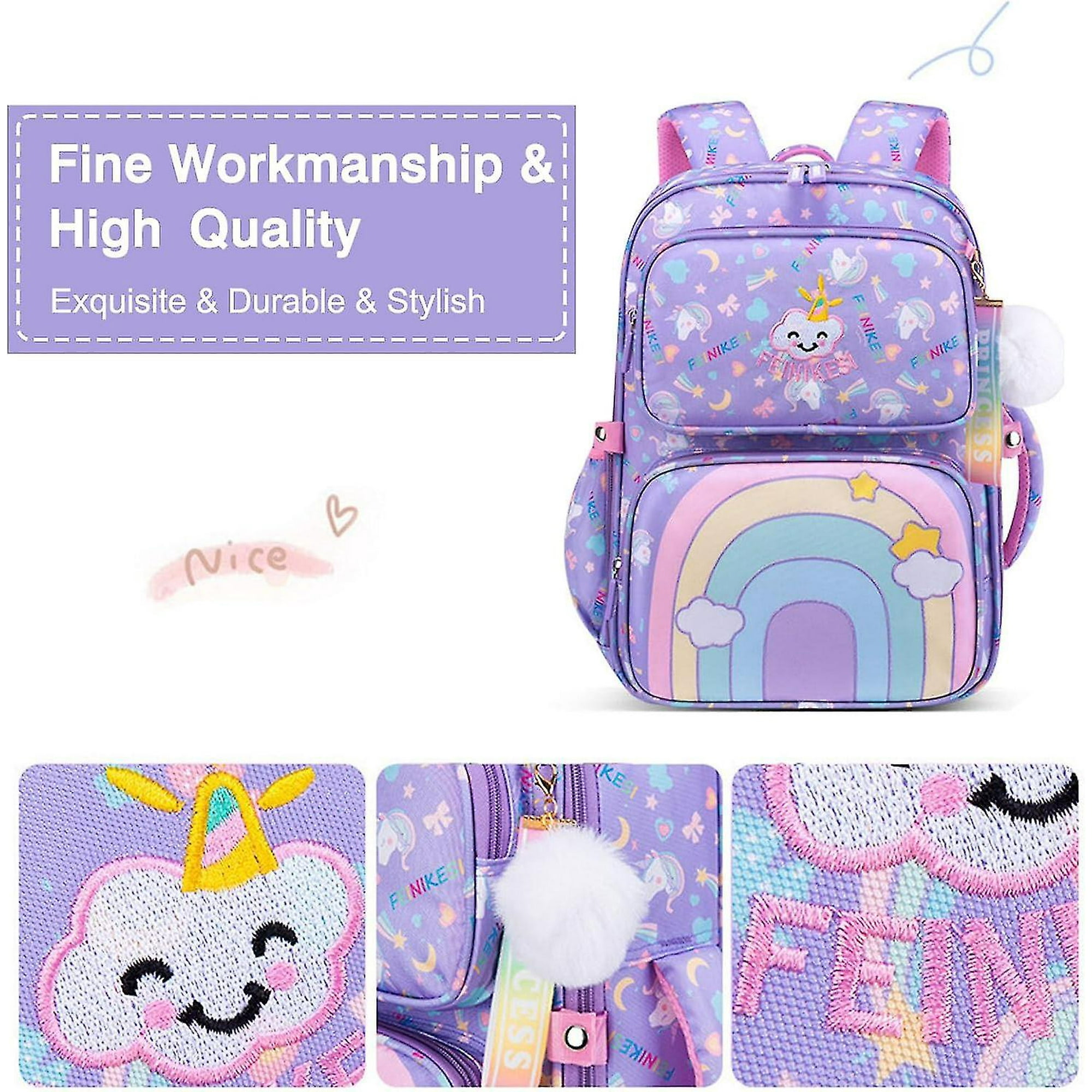 Cute Children s Backpack Kindergarten Backpack Girls Boys School Bags School Bags Rucksack School Bags School Bags With Purple Plush Pendant l Walmart