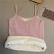 thumbnail image 5 of Minnieouse Ropa interior de mujer sin mangas Color sólido chaleco invierno clima frío térmico básico Top Base ropa más cálida cuello en V Prendas para la parte del cuerpo Rosado Tamaño libre, 5 of 6