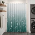 thumbnail image 3 of Xipuska Turquoise Geometric Shower Curtain - Water Repellent Fabric Shower Curtains Washable, Modern White Stripe Distortion Art Decorative Polyester Cloth Bathroom Curtains Modern Bath Decor 66"x72", 3 of 6