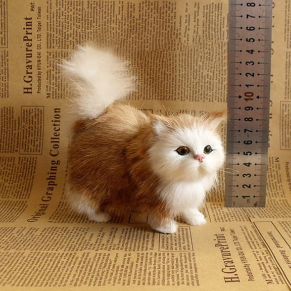 B Adorable Plush Kitten Stuffed Animal Simulation Cat Toy Soft Fluffy Realistic Doll For Children Bedroom Decor Cute Kitty Plush