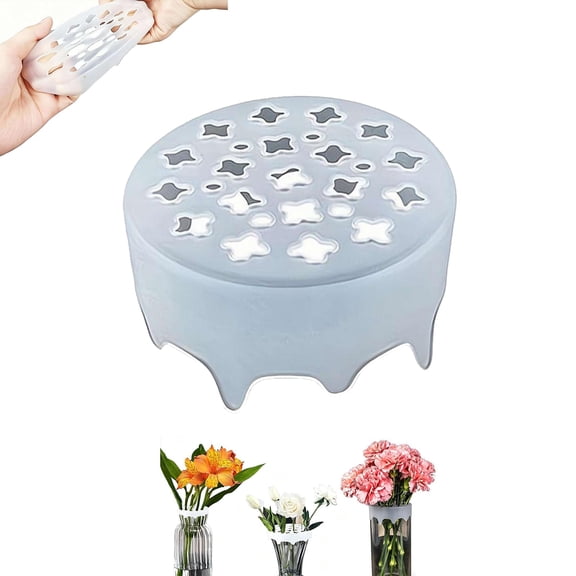 Stretch Silicone Flower Arranger, Reusable Floral Stem Holder Waterproof Floral Arrangement for Vase, Flower Grids for Easy DIY Arrangements Weddings and Home Decoration (3pcs)