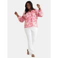 thumbnail image 2 of Time and Tru Women’s and Women’s Plus Printed Smocked Blouse, Sizes XS-4X, 2 of 5