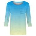thumbnail image 4 of Yigetop Ladies Blouses 3/4 Length Sleeve Womens Tops Casual Loose Fit Crewneck T Shirts Cute Solid Three Quarter Length Tunic Tops Elbow Sleeve Tops Women Sky Blue M, 4 of 5