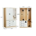 thumbnail image 4 of Sophshelter Mirror Armoire Wardrobe Closet: 3 Door 3 Drawer Wood Armoires and Wardrobes Closet with Hanging Rod Large Storage White Armoire Wardrobe Closet Cabinet for Bedroom, 4 of 8