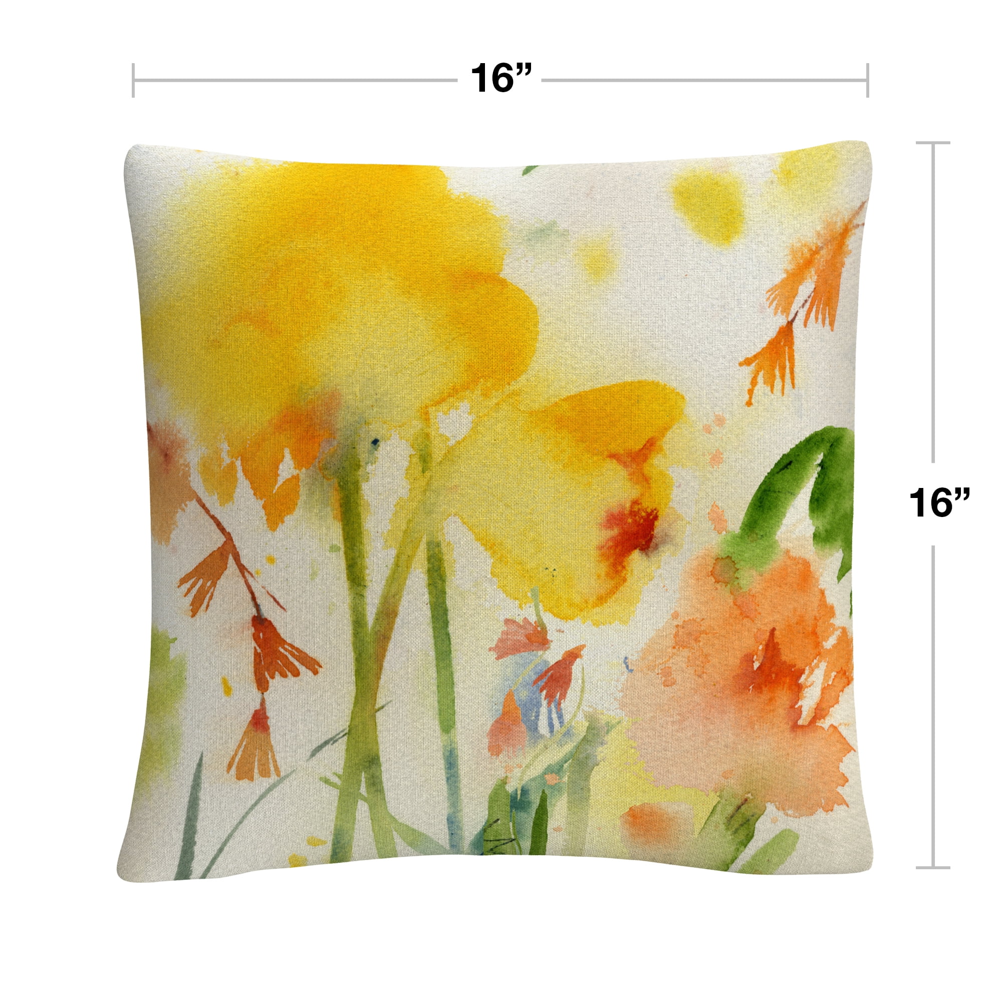 Garden Yellows' Floral Abstract By Sheila Golden 16 X 16 Decorative Throw Pillow
