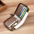 thumbnail image 6 of Microseven Men Men's T4 Trifold Dark Brown Leather Wallet Retro Multifunctional Zipper Buckle, 6 of 6