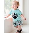thumbnail image 6 of BemeyourBBs Toddler Baby Boy Hunting Clothes Cute Infant Baby Boys Summer Outfit Shorts Set Dot Bird Short Sleeve Tops Camo Elastic Waist Pockets Shorts Set, 6 of 9