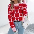 thumbnail image 5 of Ugly Christmas Sweaters For Women Heart Print Fall Loose Crewneck Color Block Pullover Casual Long Sleeve Knit Cozy Sweaters, 5 of 5