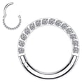 thumbnail image 1 of LNGOOR 316L Surgical Steel Hinged Nose Rings Hoop with Zircon 16G Body Pierecing Ring Segment Clicker Lip Rings Cartilage Rook Diameter 8mm （Silver）, 1 of 6