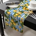 thumbnail image 3 of Yellow Lemon Cotton Linen Table Runner 14 x 72 inch Summer Fruit Rustic Blue Striped Non-slip Rectangular Dining Table Decor for Wedding Party Holiday Dinner, 3 of 8