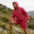 thumbnail image 2 of Mens Lightweight Windbreaker Jacket and Shorts Set, Hooded Zip Up Cargo Pockets Summer Outdoor Sportswear Suit Red M, 2 of 9