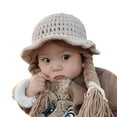thumbnail image 2 of Soumake Fashion Baby Girls Braided Wig Chin Strap Knitted Cap Bucket Hat Photo Prop, 2 of 4