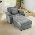 thumbnail image 2 of KINFFICT Accent Chair with Ottoman, Indoor Chaise Lounge with USB and Storage, Cozy Living Room Lounge Chair, Light Gray Chenille, 2 of 8