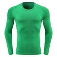 thumbnail image 2 of qolati Mens Running Shirts Comfy Breathable Long Sleeve Workout Gym T-Shirt Quick Dry Slim Fitted Sports Basic Tee Tops Green L, 2 of 3