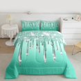 thumbnail image 2 of Castle Fairy Bling Glitter 3-Piece Full Size Comforter Sets for Boys Girls Teenagers,Green Silver Bedding Comforter Set,Abstract Gradient Lightweight Bedding Sets,Ultra Soft Home Decor, 2 of 8