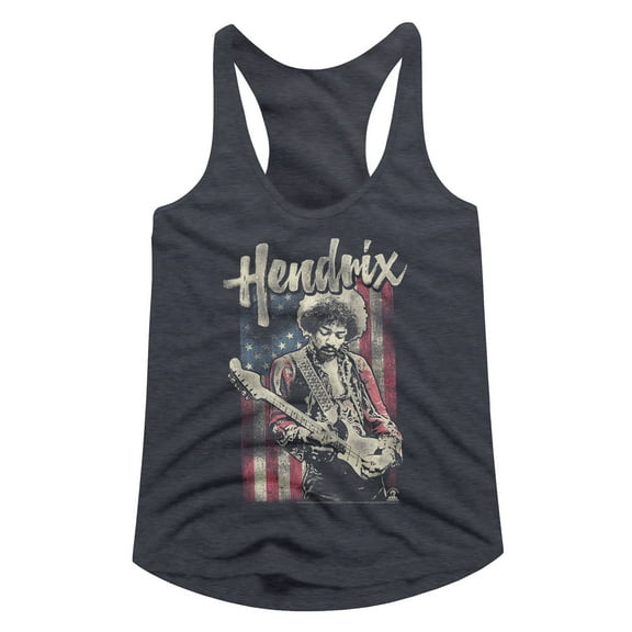 Jimi Hendrix Flag Hendrix Licensed Ladies Racerback Shirt