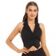 thumbnail image 5 of Chaleco con botones y dobladillo puntiagudo para mujer, Tops cortos de Color sólido, camisetas sin mangas con cuello Halter y espalda descubierta, chaquetas de esmoquin, 5 of 5