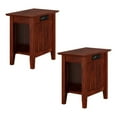 thumbnail image 1 of AFI Nantucket Table d'Appoint en Bois Massif avec Chargeur USB Ensemble de 2 Noyer, 1 of 10