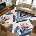 thumbnail image 2 of 8x10 Area Rugs, Blue Pink Purple Floral Non-Skid Rubber Backing Large Rectangle Rugs - Living Room Bedroom Home Office, Blooms Botanical Oil Painting Indoor Floor Mat Carpets Washable Rug, 2 of 9