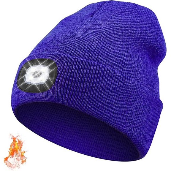 Unisex Beanie with The LED Light, Christmas Gifts for Men Women Dad Father USB Rechargeable Headlamp Caps - Blue