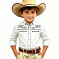 thumbnail image 2 of Toddler Kids Girls Boys Shirt Tops Long Sleeve Fashion Chest Print Casual Collar Shirt Casual Blouse 6-7 Years, 2 of 4
