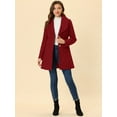 thumbnail image 3 of INSPIRE CHIC Manteau Trench Long pour Femme, Mignon, Col Rabattu, Boutonnage Simple, Ceinturé, Rouge Foncé, TP, 3 of 6