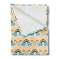 thumbnail image 2 of Cartoon Soft Flannel Fleece Blanket, Star Clouds and Eyes Smiling Sleeping Happy Rainbows Rhythmic Print, Cozy Plush for Indoor and Outdoor Use, 50" x 60", Champagne and Multicolor, by Ambesonne, 2 of 5