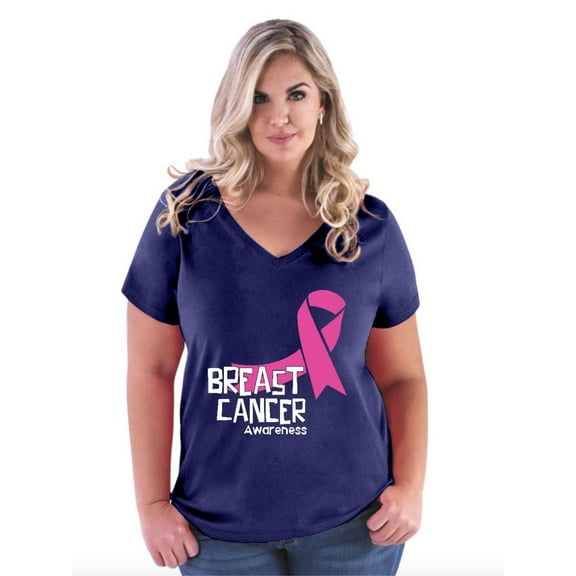 NIB - Women's Plus Size V-neck T-Shirt - Breast Cancer