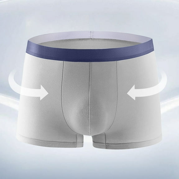 Mens Underwear Boxer Briefs Casual Solid Color Mid Waisted Stretchy Slim-Fit Breathable Athletic Workout Support Boxers