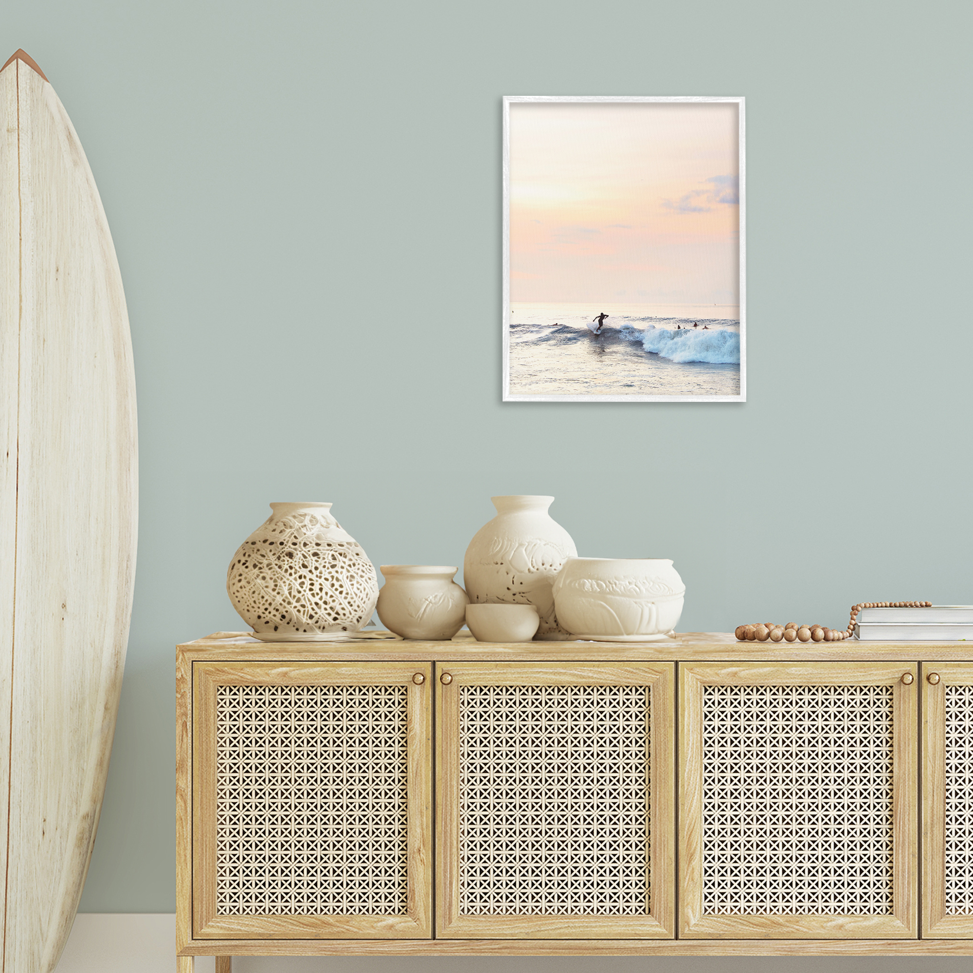 Stupell Industries Sunset Surfer Landscape Coastal Photography White Framed Art Print Wall Art, 24 x 30
