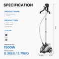 thumbnail image 6 of edx Standing Garment Steamer with 1.8L Water Tank, Gray, 6 of 8