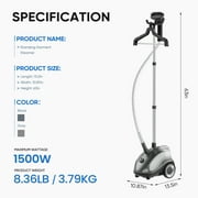 edx Standing Garment Steamer with 1.8L Water Tank, Gray