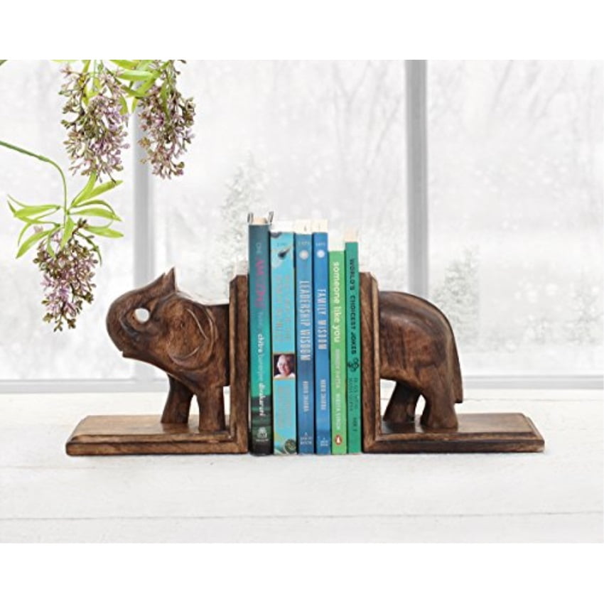 Wooden Book Ends Nonskid Handicraft CD Dvd Stand Rack Shelf Decorative