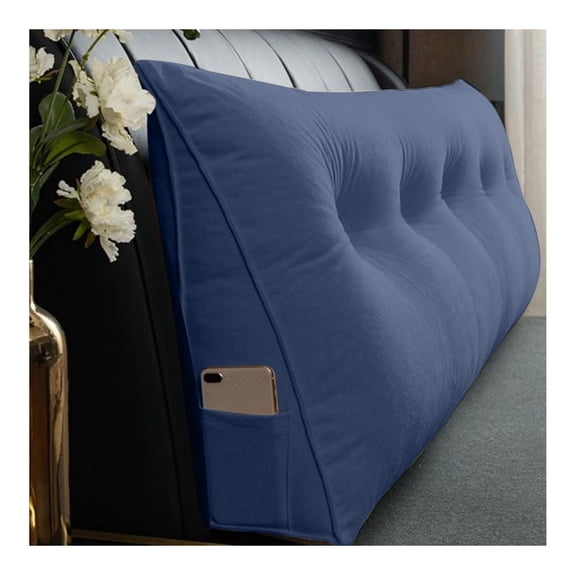Reading Pillow Triangle Cushion - 200x50x20cm Backrest Support for Bed, Sofa, Lounge Chair; Large Bedside Back Cushion with Button Design; Ideal for Reading, Gaming & Relaxing