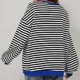 thumbnail image 4 of Blue Womens Tops Women Oversized Striped Color Block Long Sleeve Crew Neck Sweatshirt Casual Loose Pullover Shirt Top Fall Outfits for Women 2025, 4 of 6