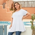 thumbnail image 4 of VEPKUL Plus Size Blouse for Women Short Sleeve Casual Shirt Tunic Tops Down Neck T-Shirt Loose Shirt White 3X, 4 of 9