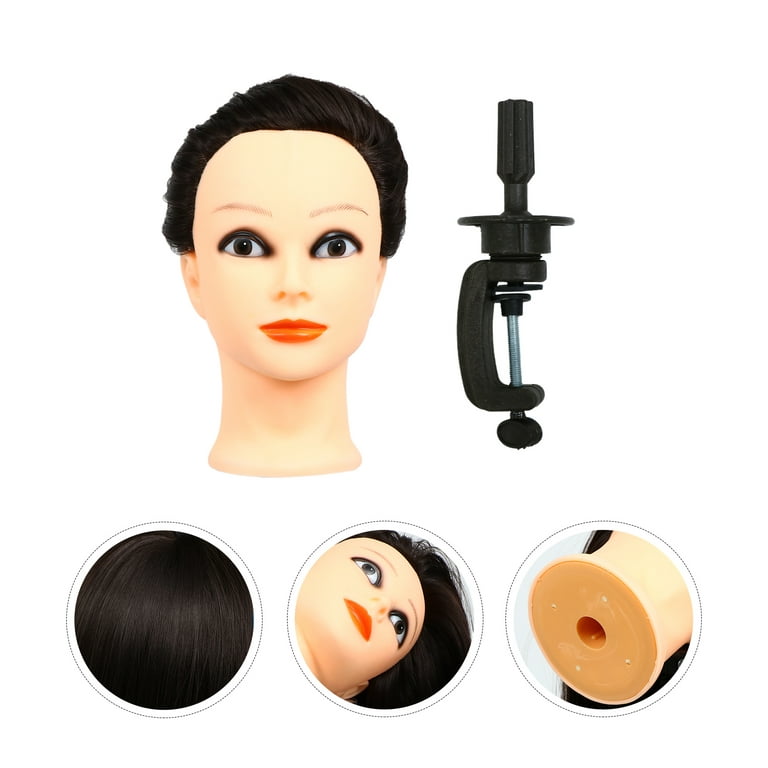 Mannequin Head with Synthetic Hair - Cosmetology Mannequin Head for Braiding  Practice Cutting - Manikin Head with Human Hair for Hairdresser A32