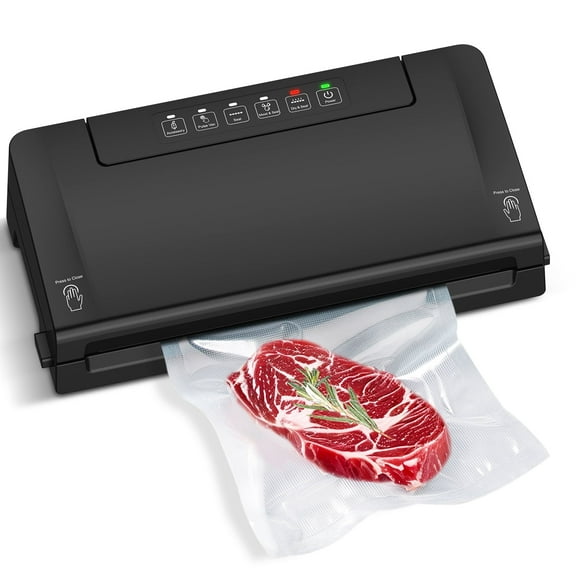 Open Box Mainstays Vacuum Sealer with Built-In Cutter and Roll Storage, Black, Includes 1 Vacuum Seal Roll MS940270727401