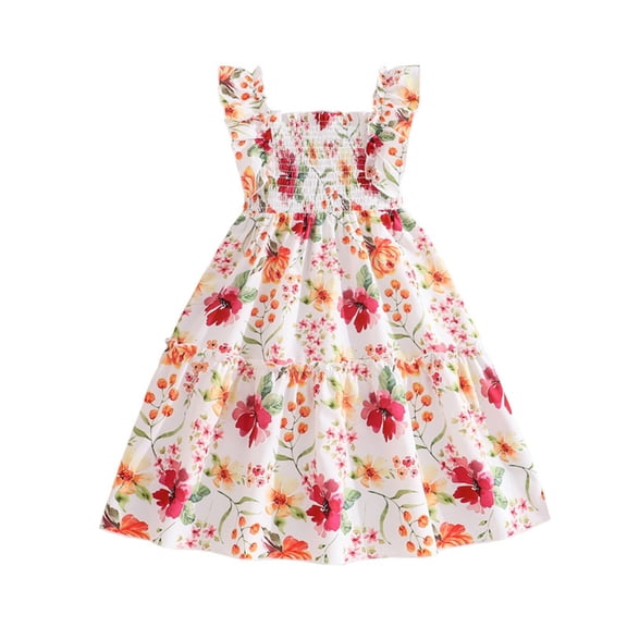 Gunia Hawaiian Dresses For Girls Kids Floral Print Sleeveless Fashion Style Cute Sun Big Kids Toddler Children Sundress For Holiday Beach Pink Dress For Girls 7-12 Years