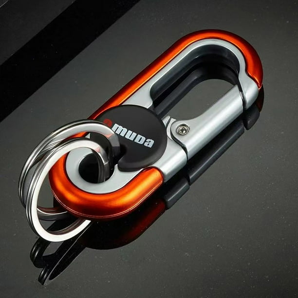 Llavero de coche para hombre, personalizado, de acero inoxidable, con mosquetón para hombre y mujer, de metal resistente y antipérdida, ideal para uso diario y como regalo (naranja).