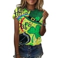 thumbnail image 3 of Guluxicc T-Shirts for Women Casual Crewneck Short Sleeve Tees St Patrick Day Shamrock Graphic Printed Pullover Tops, XL, 3 of 6