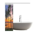 thumbnail image 3 of ARTJIA Sunset Sea Beach Landscape Shower Curtain, Tropical Palm Tree Polyester Fabric Shower Curtain Bathroom Sets with Hooks 66x72 Inches, 3 of 3