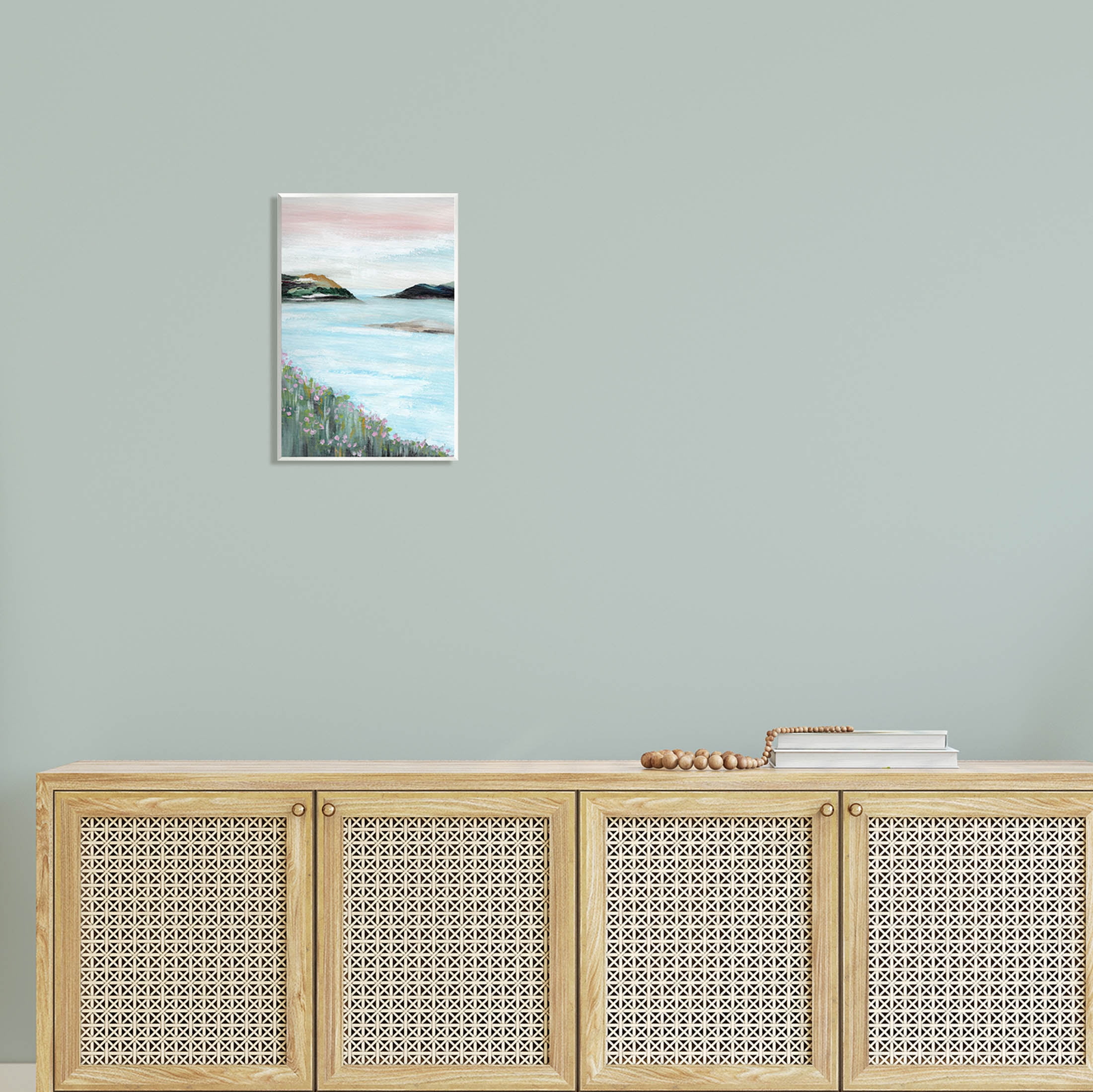 Stupell Industries Rocky Lakeside Meadow Pink Blooms Painting Unframed Art Print Wall Art, Design by Nikita Jariwala