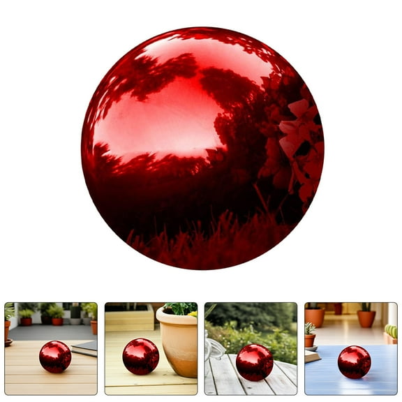 Beaupretty Dark Red Stainless Steel Gazing Ball Polished Garden Reflection Ball Decor