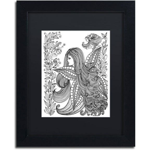 Trademark Fine Art "Fairy 11" Canvas Art by KCDoodleArt Black Matte, Black Frame