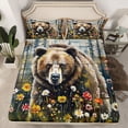 thumbnail image 2 of Feelyou Jungle Bear Animal Queen Sheet Sets, Groovy Flower Floral Bed Set, 4 Pieces, 2 of 7