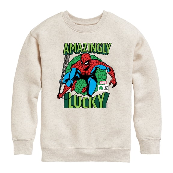 Spider-Man - Amazingly Lucky Graphic Long Sleeve Fleece Sweatshirt